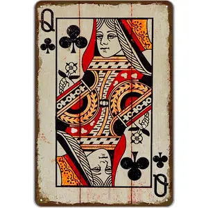 Vintage Poker Wall Decor Metal Sign Retro tin Sign Wall Decorative Signs for Man Cave Home Cafe Pub bar Shop 12x16 Inch Club Queen