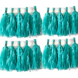 30pcs Teal Paper Tassels Garland DIY Hanging Tissue Paper Decorations for Party Baby Shower Nursery Wedding Festival