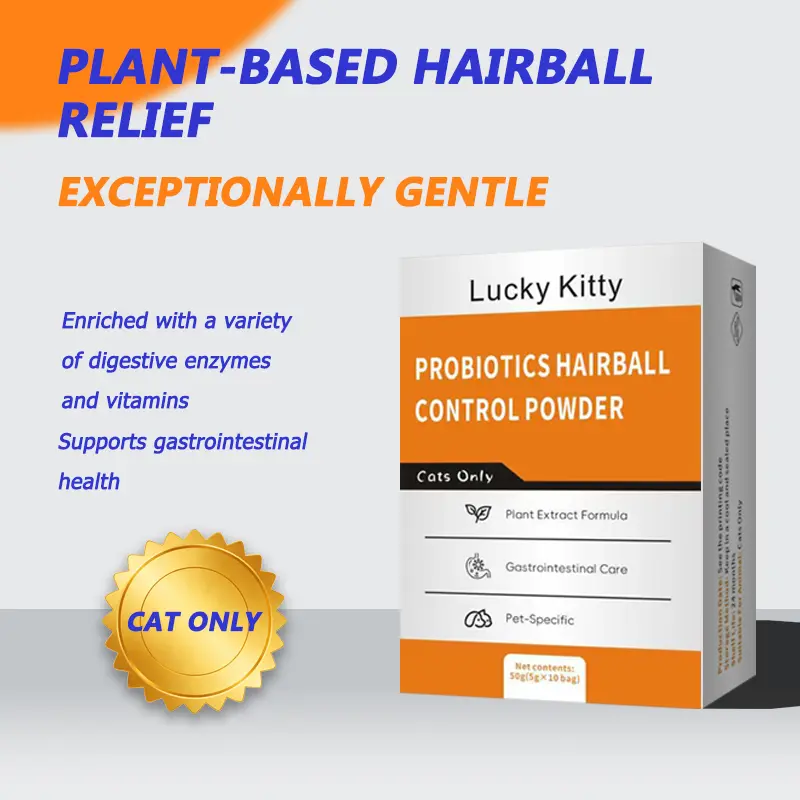 Lucky Kitty Cat Probiotic Powder (60g) - Plant-Based Extracts Gentle Action Hairball Aid, Enriched with Vitamins for Intestinal Support & Digestive Remedy, Powder Form, Probiotics