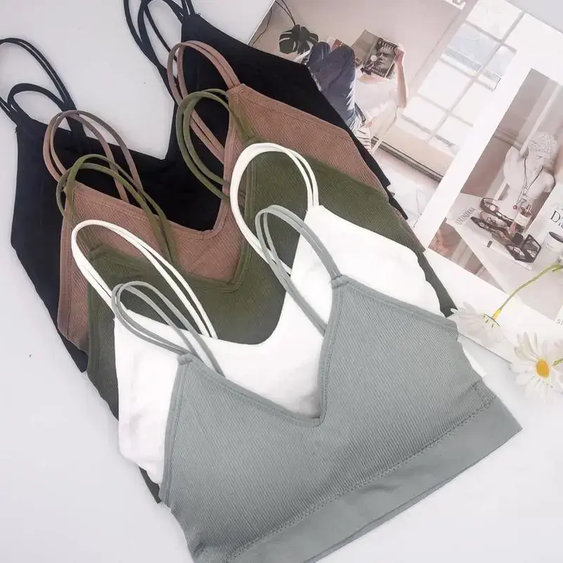 6 Pcs V Neck Bralettes for Women Padded Bralette with Straps Seamless Bra 6 Pcs V Neck Bralettes for Women Padded Bralette with Straps Seamless Bra