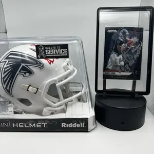 Riddell Bad Moon Rising Bundle 2024 Prizm Black Finite 1/1 Andre Rison on Card Auto Salute to Service Mini Helmet Auto