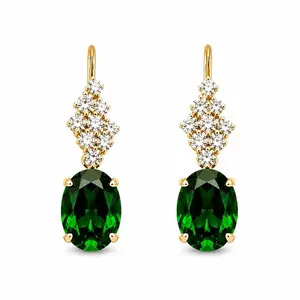 14K Gold Oval Dangle Earrings