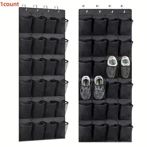 Over The Door Shoe Rack, 1 Count 24-grid Multi Layer Storage Hangable Hanging Shoe Organizer, Shoe Storage Rack, Home Storage & Organization Supplies