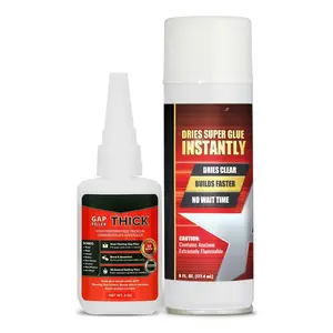 Thick CA Glue with Activator Bundle (2 oz. + 6 oz.) -  Cyanoacrylate Super Glue with Aerosol Accelerator - for Woodworking, Mitre Joint Bonding, MDF, Trim & Archery Fletching