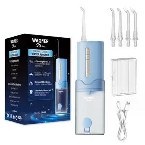 Wagner Stern Portable Water Flosser, Cordless Dental Irrigator with 5 Pressure Modes, 4 Jet Nozzles, USB-C Rechargeable, IPX7 Waterproof, Model DF3400