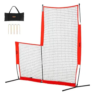 summervibes 7x7 ft L-Screen Batting Practice Equipment with L-Shaped Frame, Soft Net, Portable Setup, Baseball Batting Cage Safety Screen, Pitcher Protection Net, Softball Body Protector, Carry Bag and Ground Stakes