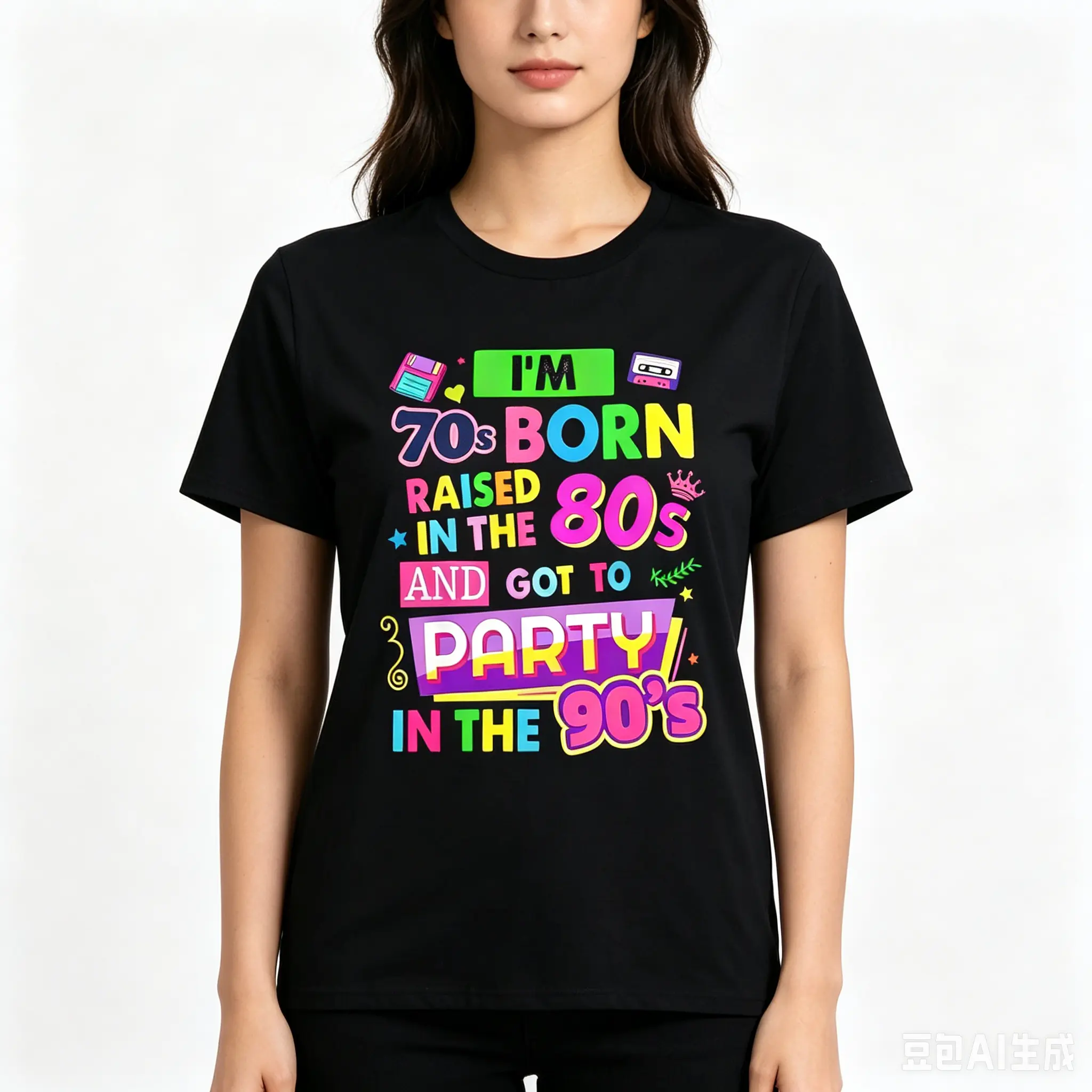 90s Rave Ideas For Women & Party Outfit 90s Festival Costume Cotton T-Shirt Summer Casual Graphics Prints Sleeve Short Top Womenswear Tshirt