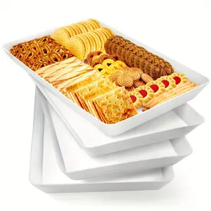 4pcs Serving Tray for Entertaining, Serving Platters for Fruit, Cookies, Dessert, Snacks, Reusable Plastic Trays for Serving Food And Pantry Organization In Kitchen & for Party