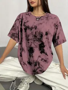 Women's Fashion Casual Loose-Fitting Tie-Dye Short Sleeve Round Neck T-Shirt, Ultra-Soft Fabric, Summer Cool, All Seasons Wear