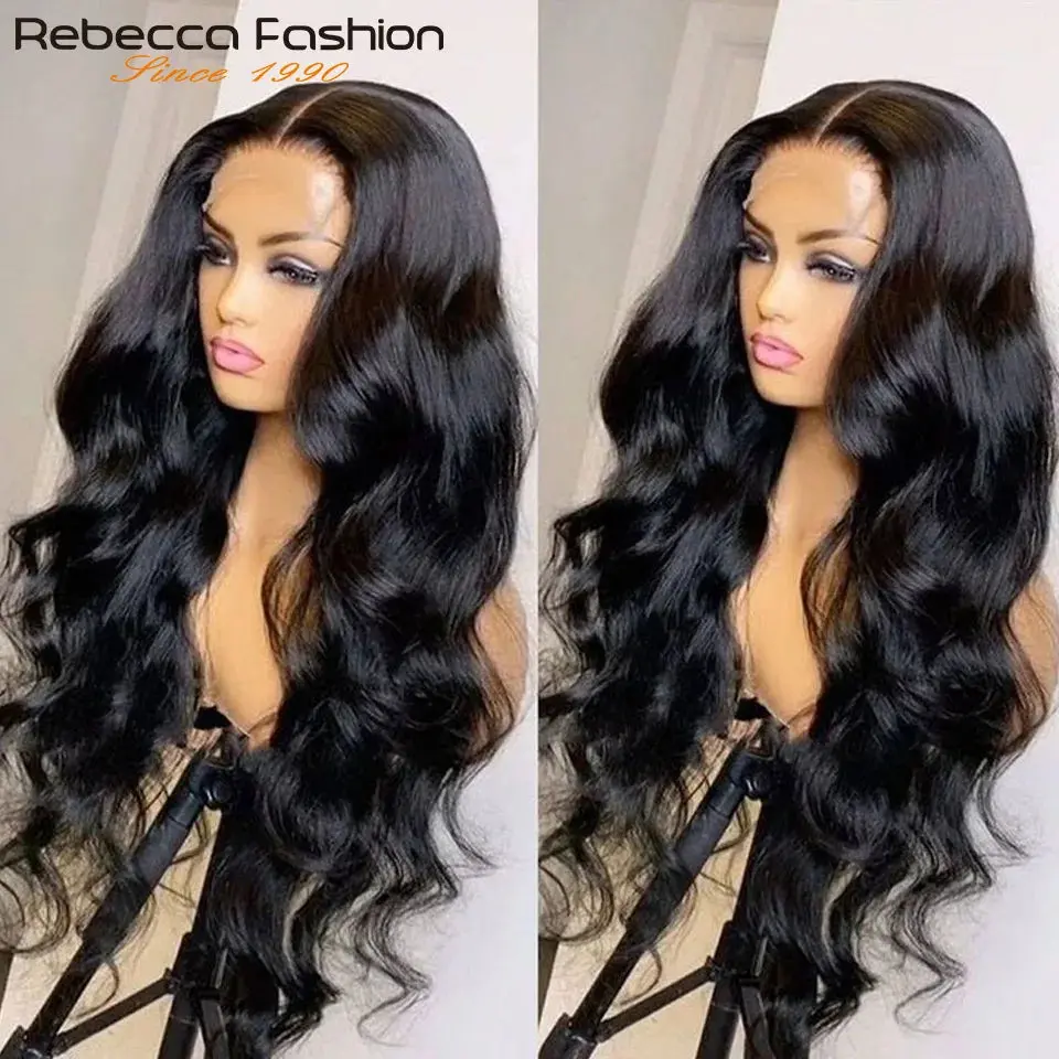 Rebecca Body Wave Lace Front Wigs 180D Transparent Lace Frontal Wig Human Hair Wigs T Part Lace Wig Brazilian Body Wave Lace Wig