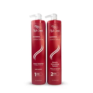 I Belli Capelli Ravenna Keratin Smoothing System 2x1L Anti Frizz Shampoo & Gloss Reconstructor for Smooth Silky Hair Daily Blend with Aminoacids & Vitamins - Homecurl Cream Aloe
