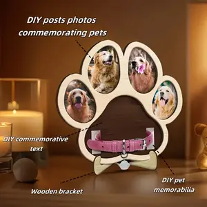 2D Flat Printing, Pet Memorial Wood Photo Frame - Unique animal lover photo frame with stand and design, perfect for a heartfelt gift for those mourning their pets.