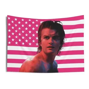 "Pink Will Byers Wall Tapestry – Steve Harrington & Henry Creel, Room Decor"