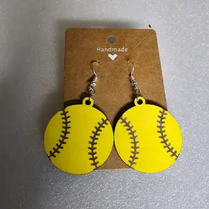 Handmade Wood Softball & Baseball Earrings