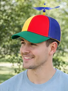 Adult Propeller Hat – Rainbow Helicopter Beanie Cap, Adjustable Unisex Funny Hat for Parties, Festivals, Halloween Costume, Novelty Gag Gift