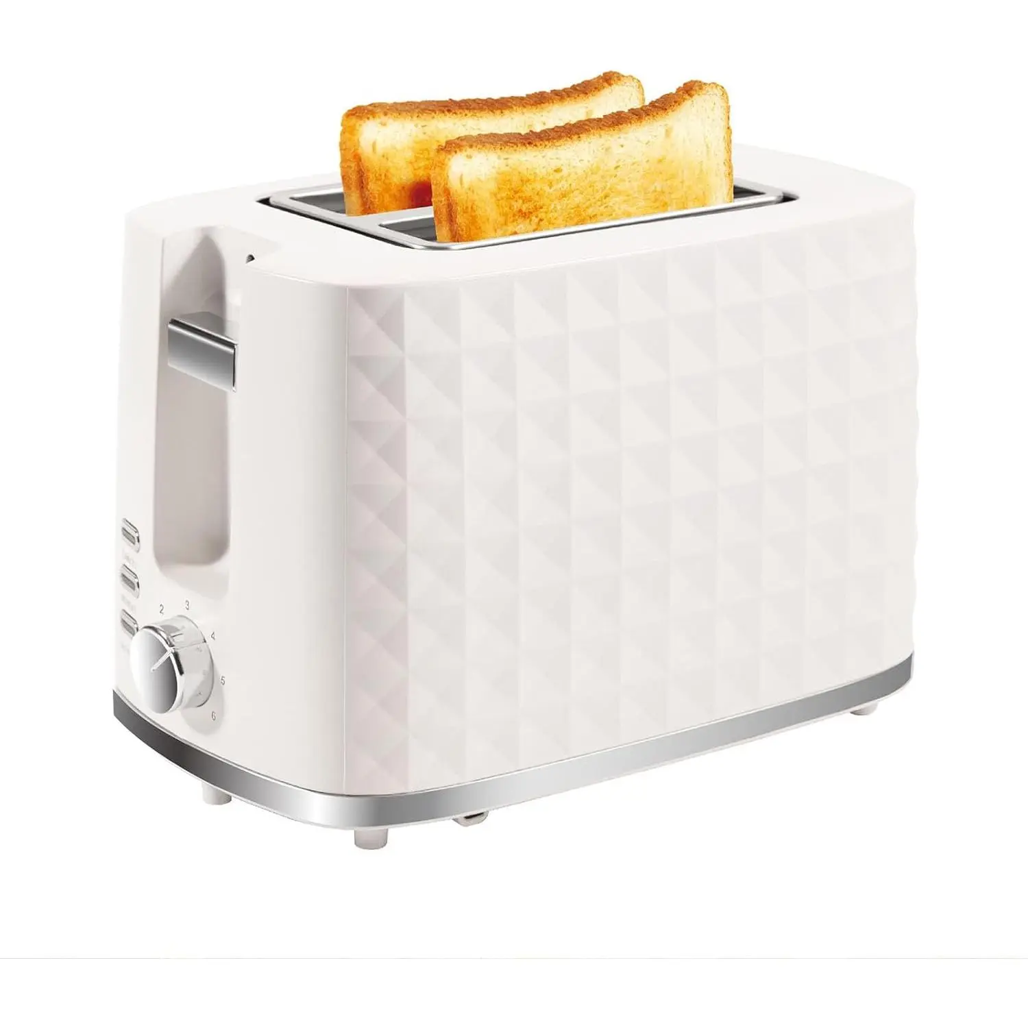 Beige 2-Slice Stainless Steel Toaster for Home Kitchen, 9*6in Wide Slots, 6 Adjustable Temperature Control Settings, Defrost, Bagel, Cancel Functions, Easy-Remove Tray, Compact Space-Saving Design, Control Buttons