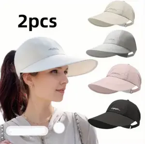 2-Pack UPF Sun Protection Baseball Hat for Men and Women - Lightweight, Adjustable Velcro Closure, Wide Brim Outdoor Sports Hat, All-Season Elastic Design (White/Gray/Black)