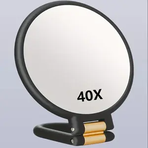 40x Handheld Magnifier with Adjustable Handle, Foldable Travel Design, and Gold Accents, Perfect for Makeup, Beauty, Gifts