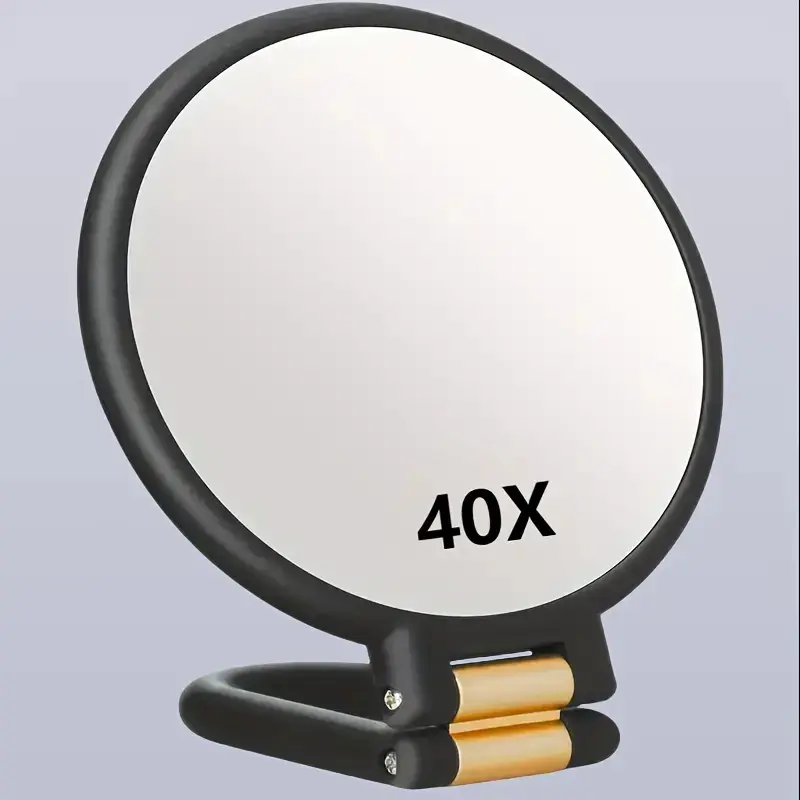 40x Handheld Magnifier with Adjustable Handle, Foldable Travel Design, and Gold Accents, Perfect for Makeup, Beauty, Gifts, Handheld Magnifying Glass
