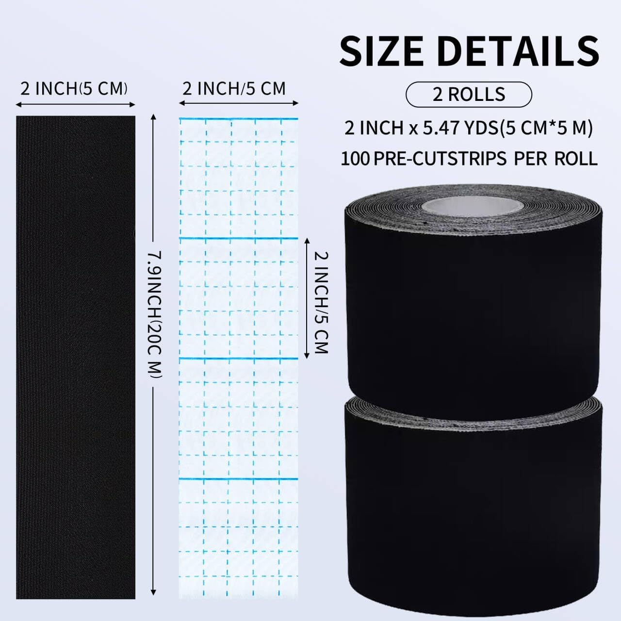 Elastic Athletic Muscle Support Tape/KT Tape Kinesiology Tape – Elastic Therapeutic Sports Tape for Knee, Shoulder, Back & Ankle – Muscle Support & Pain Relief for Athletes – Easy Removal with Oil