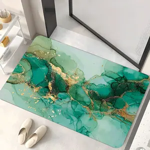 Luxury Marble Texture Silicone Mud Mat, Absorbent Non-Slip Bath Rug, Quick-Dry Door Mat for Home Bathroom, Durable Floor Protector