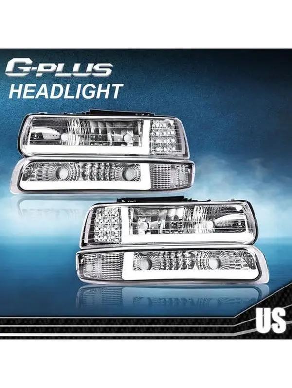G-PLUS Headlights for 2007-2014 Chevy Silverado 1500/2500/3500 Clear Lens Headlights