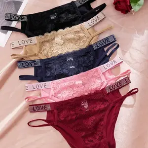 Women's 1Pc Sexy Comfortable Underwear with Rhinestone 'LOVE' Detail, Womenswear - Panties Breathable Bottoms