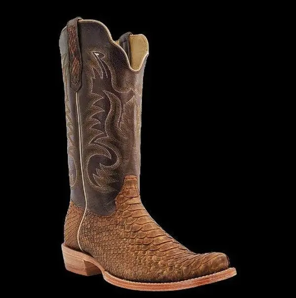 R Watson Mens Beige Sueded Python Boot