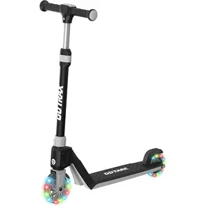 Kick Scooter for Kids, 5" LED RGB Lighted Wheels, 4.6 Lbs Lightweight and One-Click Detachable Design, Height Adjustable Handlebars, Anti-Slip Deck and Max Load 110 Lbs for Boy&Girl Age 3+ neon  black  scooter