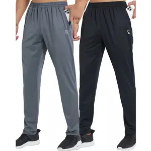 2 Pcs Men's Stylish Solid Color Sweatpants, Casual Comfy Outdoor Joggers Pants,  Menswear Pocket Polyester Athletic Trouser