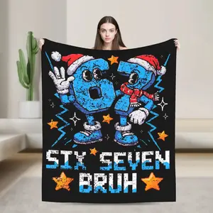 67 Six Seven Christmas Bruh Italian Brainrot Coral Fleece Plush Blanket Ultra Soft Warm Cozy Lightweight Throw Home Bedroom Outdoor Camping Travel Decor Gift Birthday For Meme Lovers Teens Boys Her