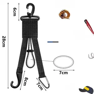 Includes shipping fee. New 2-pack 3-in-1 portable baseball clip/strap set for backpacks—baseball gear hooks for gloves and caps.