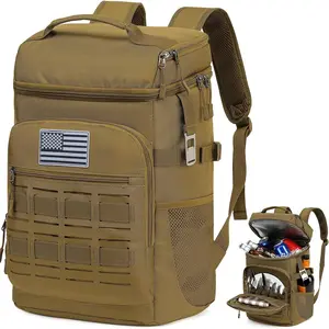Tactical Insulated Cooler Backpack 40 Cans Double Deck Coolers Bag for Men Women Lightweight Leakproof Lunch Backpack with 2 Compartment Picnic Backpack for Work, Beach, Camping, Hiking