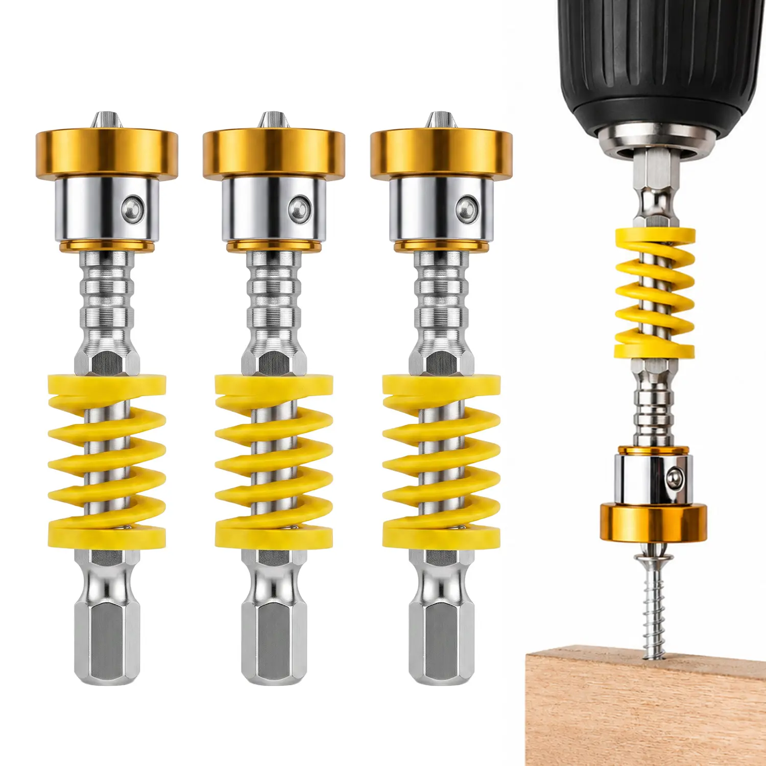3pcs Magnetic Screwdriver Bit Holder,Universal Retaining Screwdriver,Spring-Loaded Quick Change Hex Shank Drill Attachment Tool Kits for Electric Drills, Power Tools, Father's Day Gift