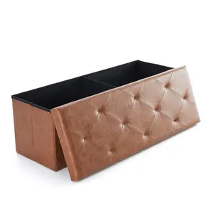 【Deal】Folding Storage Ottoman Bench, Foot Rest Stool with Padded Seat, Large Toy Box Storage Chest with Seatin, Holds up to 660 lb