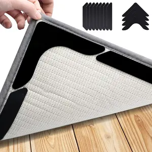 12pcs Premium Non-Slip Carpet Grippers - Black, Ideal for Living Room, Dining & Bathroom Rugs - Prevents Slipping and Rolling Edges