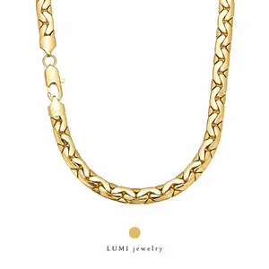 LUMI 10mm 14K Gold Plated Cuban Link Chain Necklace, 316L Stainless Steel Miami Cuban Chain for Men, 18/20/24 Inch