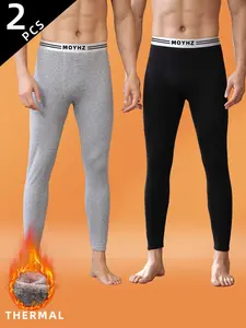 Men's Warm Pants 2 Pack, Fall Winter Fleece Lined Heating Underwear, Tight Fit Thermal Leggings, Comfortable and Stylish