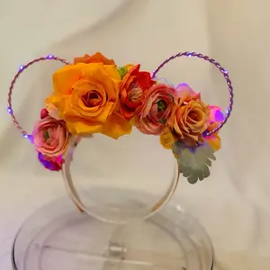 Handcrafted Light-up Mouse Ears - Pink and Orange