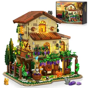 Winery Chateau House Building Set with Lights, Vineyard Castle Construction Model Home Decor, 1826 PCS Vine Estate Autumn Cabin Building Block Kit Gift for Mothers Day Adults Teens Boys Girls,Christmas Gift