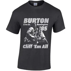Cliff Burton 'Flag Retro' (Grey) T-Shirt Cotton Man Menswear Soft Top