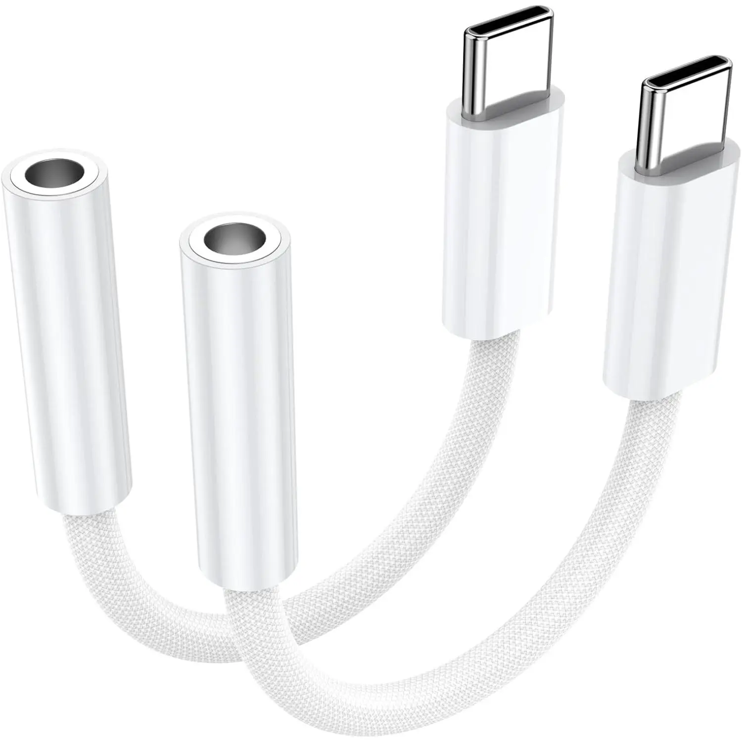 2 Pack USB C to 3.5 mm Jack Adapter, 3.5mm 1/8 Inch Aux to USB C Audio Headphone Jack Adapter Compatible with  17/16/15, iPad Pro, SMSUNG Galaxy S25 S24 S23 Ultra, Pixel 10/9/8