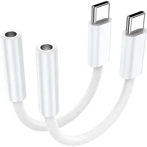 2 Pack USB C to 3.5 mm Jack Adapter, 3.5mm 1/8 Inch Aux to USB C Audio Headphone Jack Adapter Compatible with  17/16/15, iPad Pro, SMSUNG Galaxy S25 S24 S23 Ultra, Pixel 10/9/8