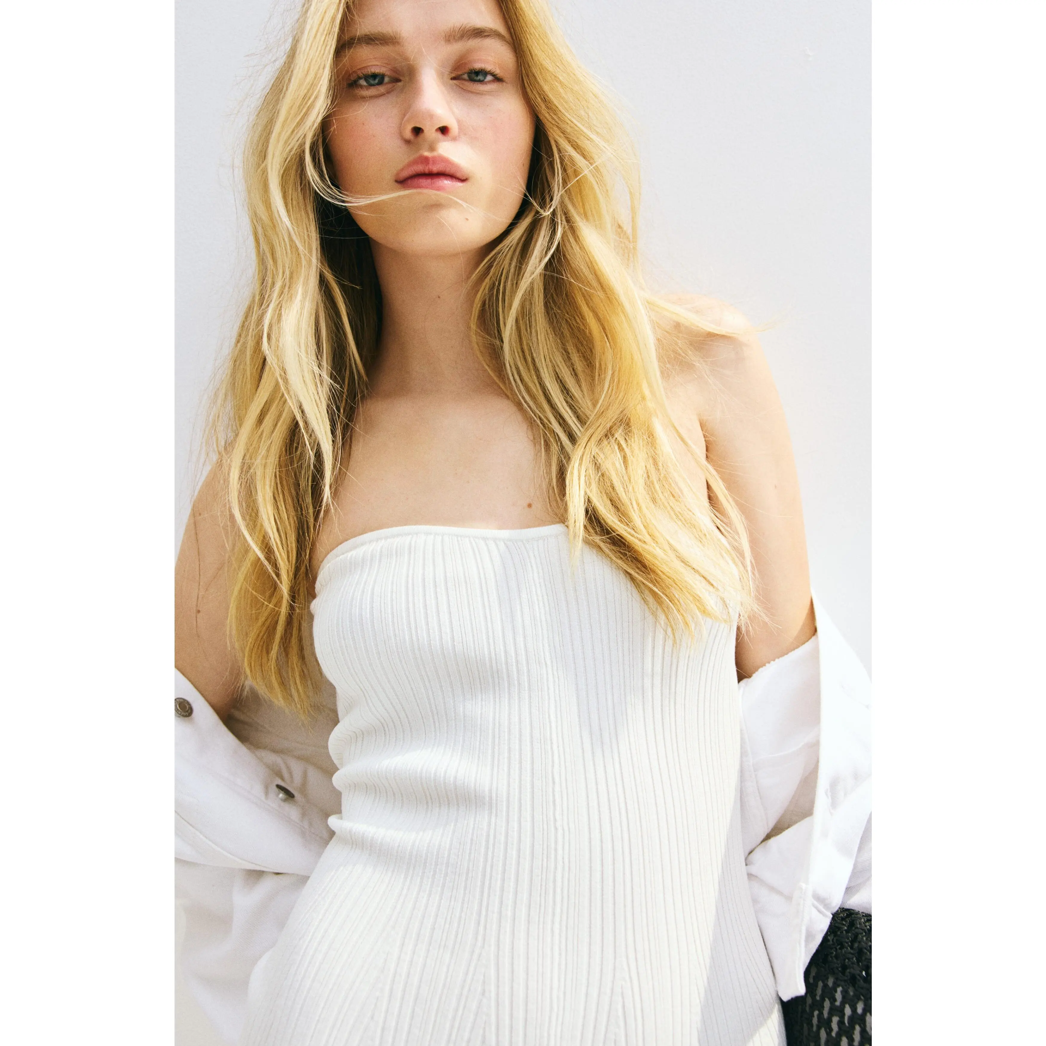 h&m ribbed tube dress Ladies - Black/Cream Striped Ribbed Tube Dress - Size: S