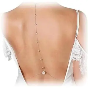 Sexy Rhinestone Back Chain Necklace for Backless Dress Bridal Wedding Rhinestone Backdrop Chain Jewelry Crystal Simple Waist Chain Jewelry for Women