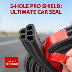 Car Door Seal Strip Double Layer - Noise Reduction, Waterproof, Self-Adhesive, Fits Doors, Trunks, Pillars & Tailgates for All Cars