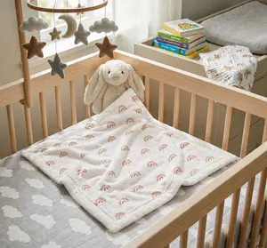 [Ship From US] Neutral Rainbow Baby Lovey Blanket – Ultra Soft Cozy Security Blanket, Gender Neutral Baby Blanket for Newborn, Perfect Baby Shower Gift