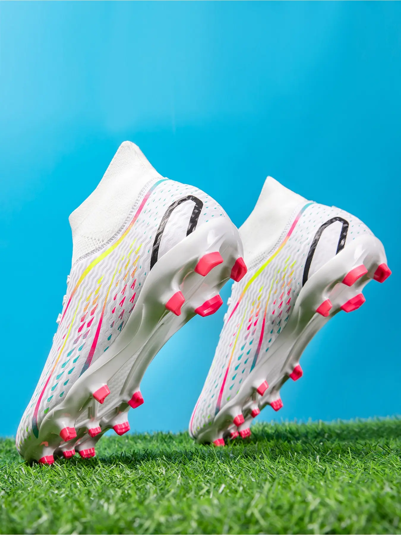 Men's Lace Up Sports Football Shoes, Sports Football Cleats, Anti-slip Sports Football Shoes for Outdoor Training, Soccer Shoes, Turf Shoes, Football Boots