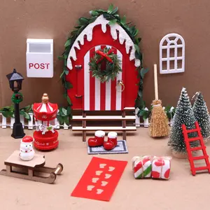 21pcs 1:12 Christmas Dollhouse Decor Set with Tree Carousel Snowman Mailbox Elf House Door Sleigh Gifts for Festive Miniature Scene Accessories Realistic Handmade Touch Ideal for Dollhouse Lovers