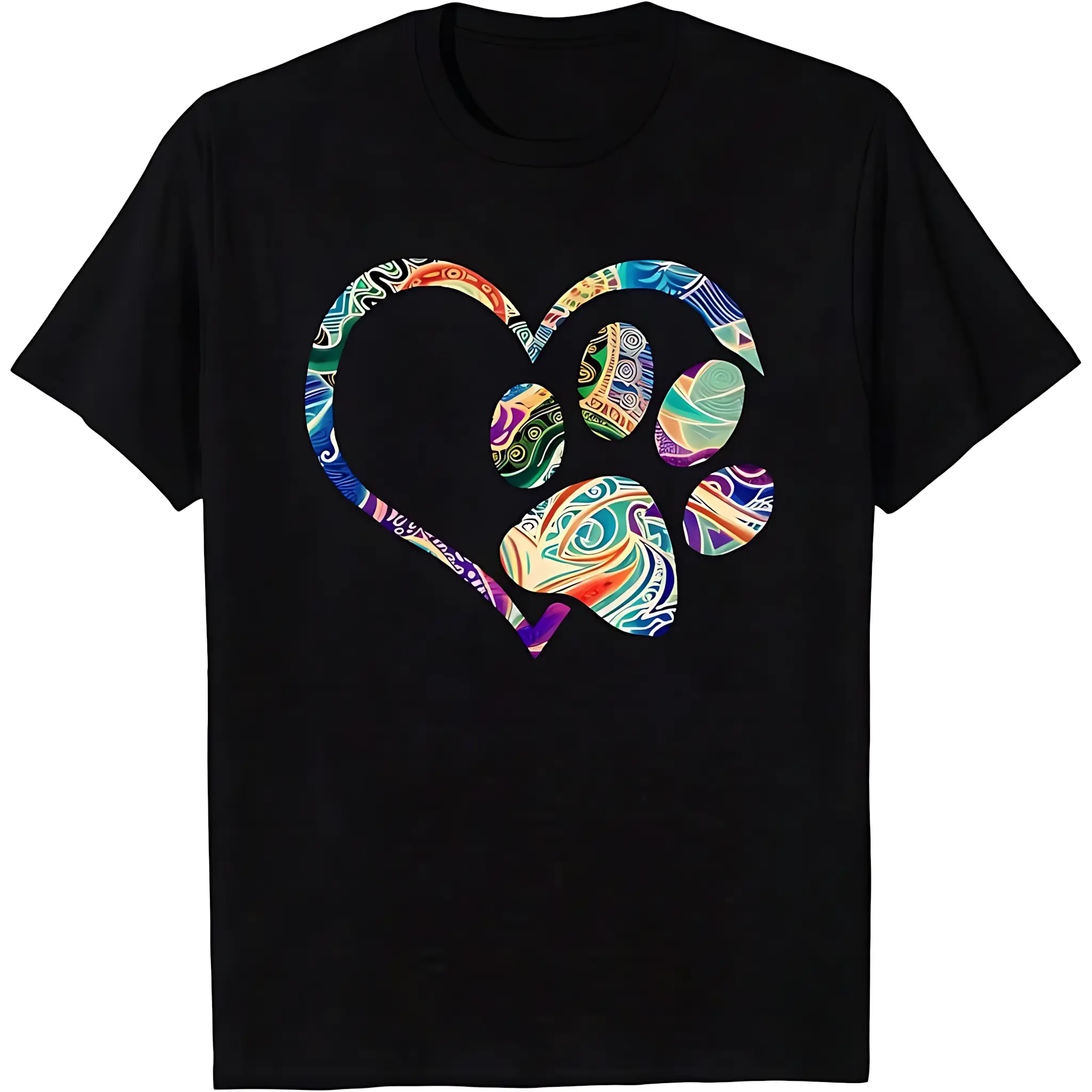 Short Sleeve Animal Rescue Shirt Dog Paw Print Tie Dye Rainbow Dog Love T-Shirt For Men Women